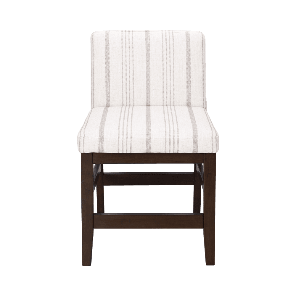 Striped fabric solid wood dining chair