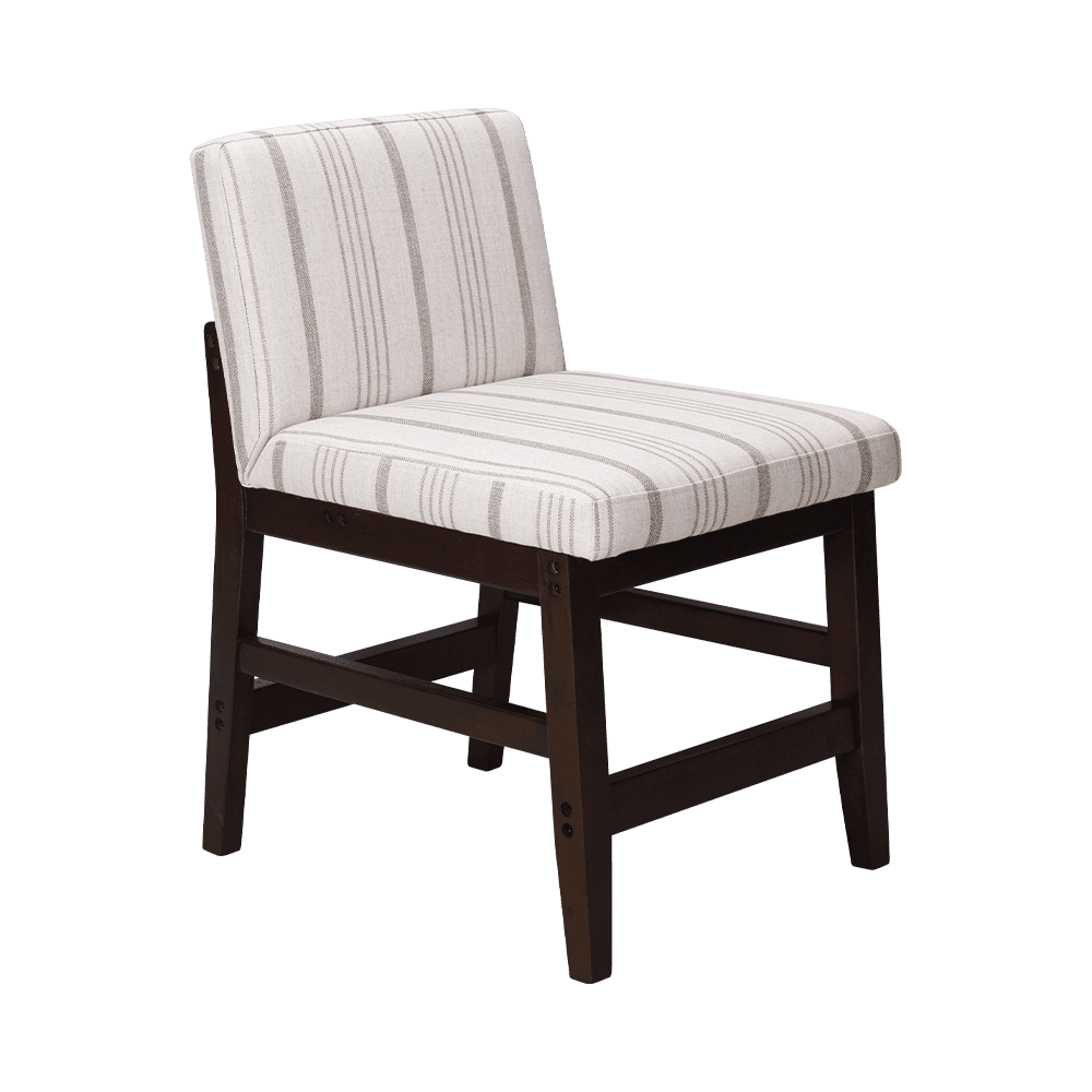 Striped fabric solid wood dining chair
