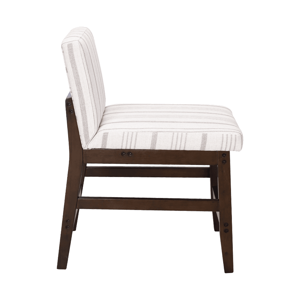 Striped fabric solid wood dining chair