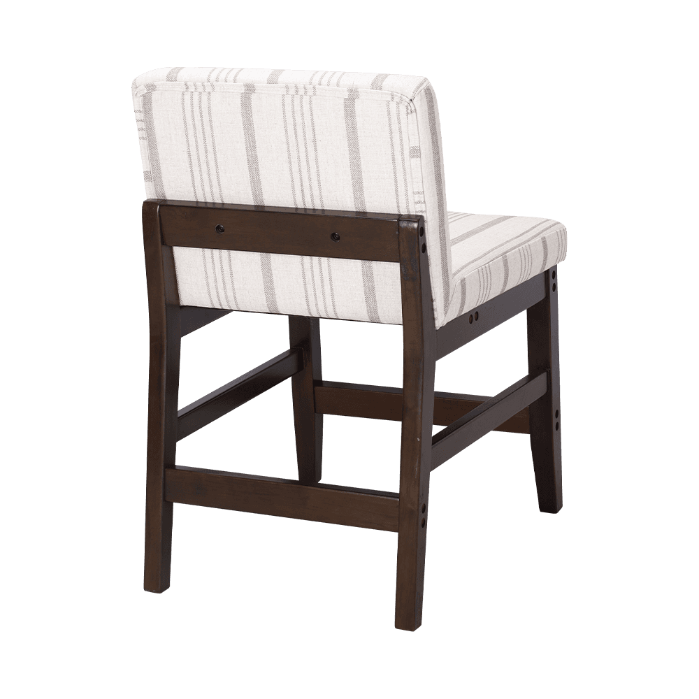 Striped fabric solid wood dining chair