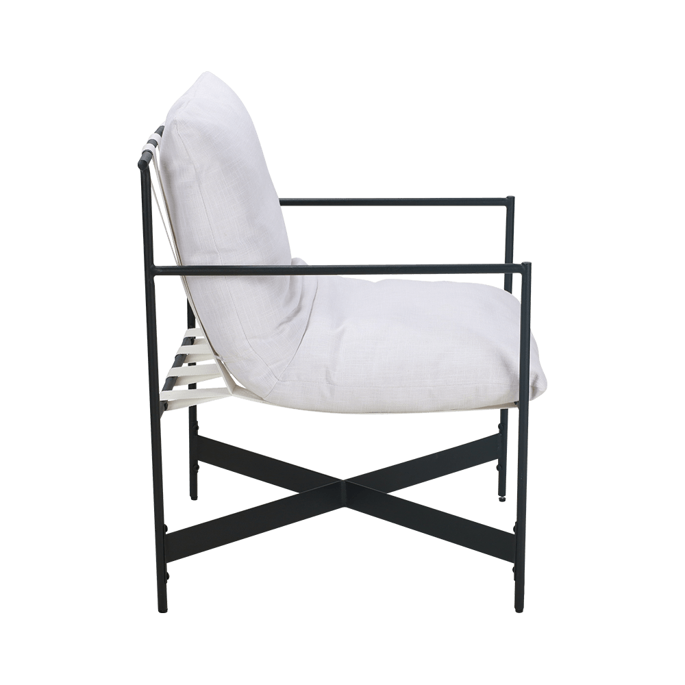 White Fabric Rubber Wood Dining Chair