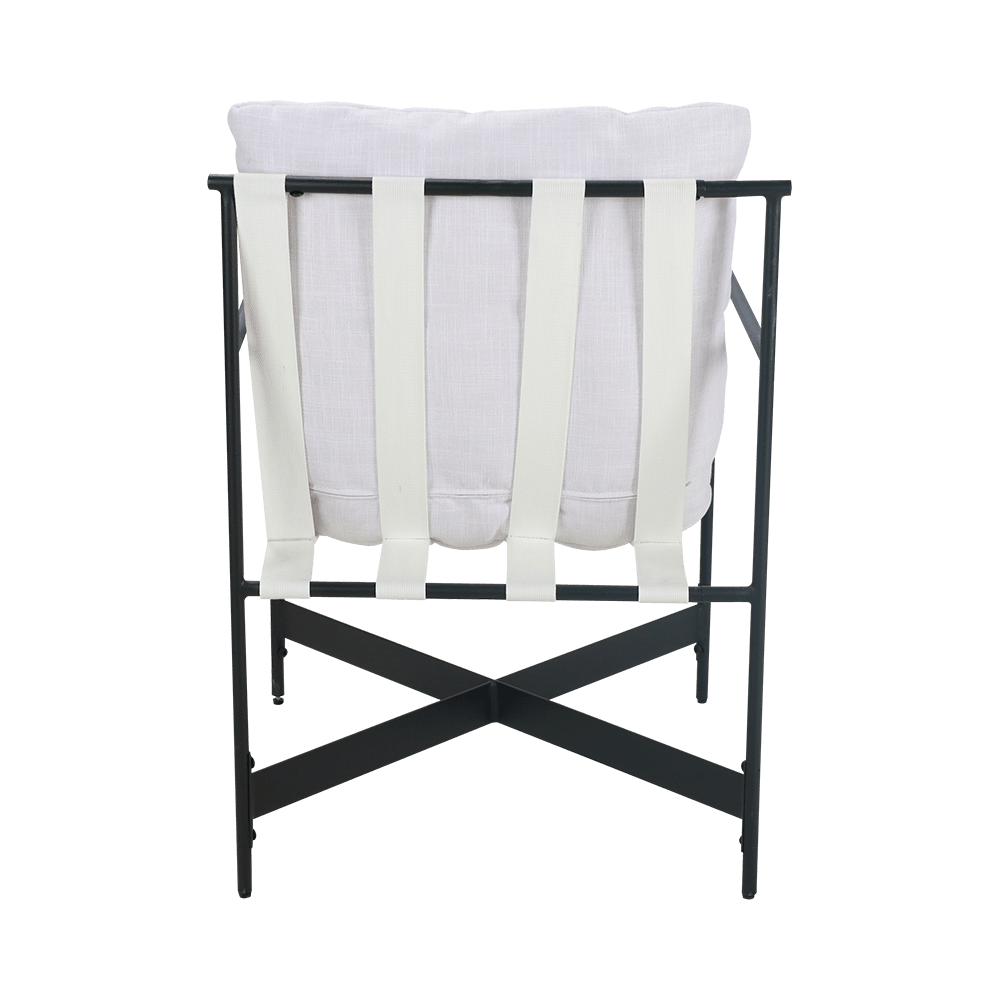White Fabric Rubber Wood Dining Chair