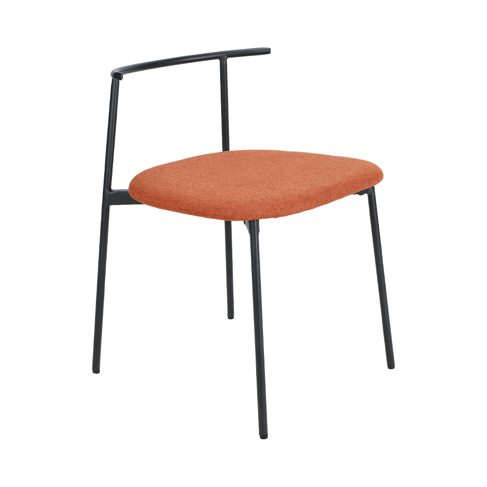Orange Curved back metal leg dining chair