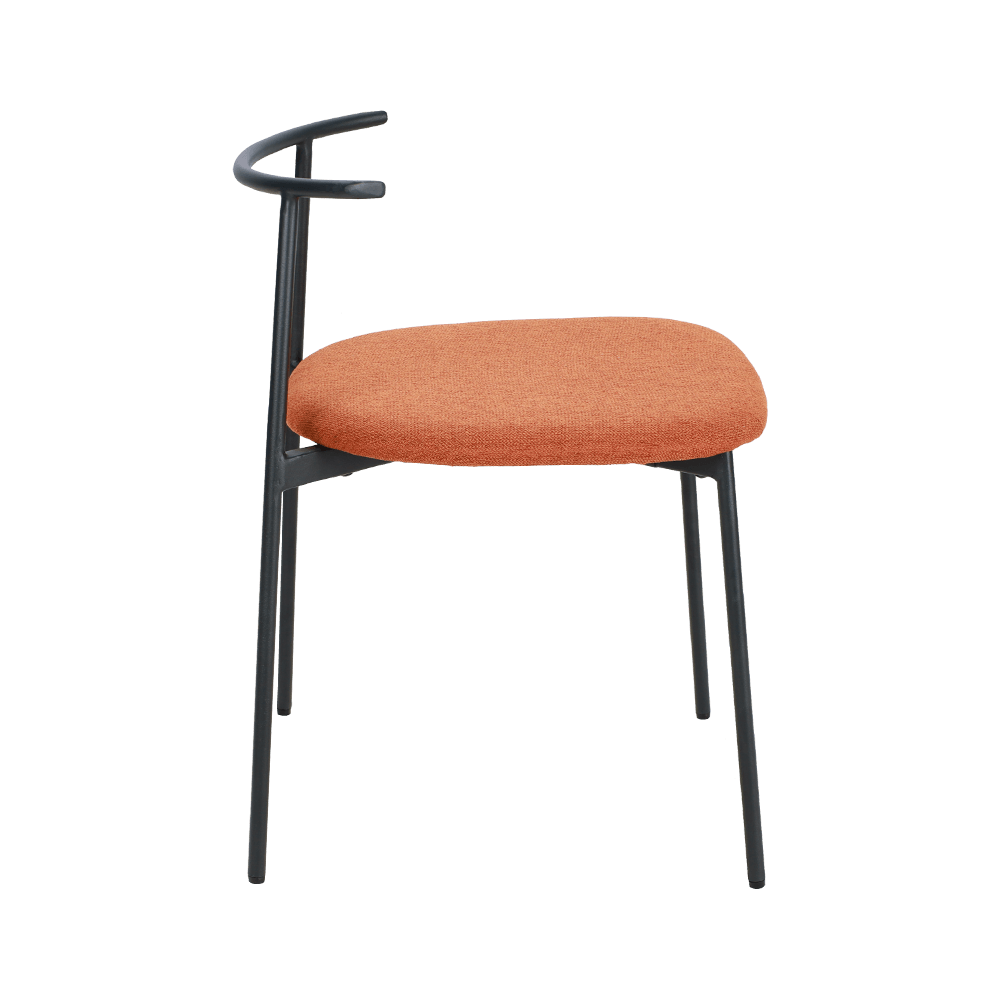 Orange Curved back metal leg dining chair