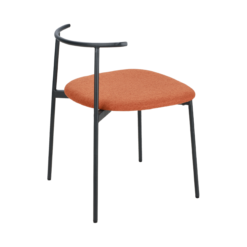 Orange Curved back metal leg dining chair