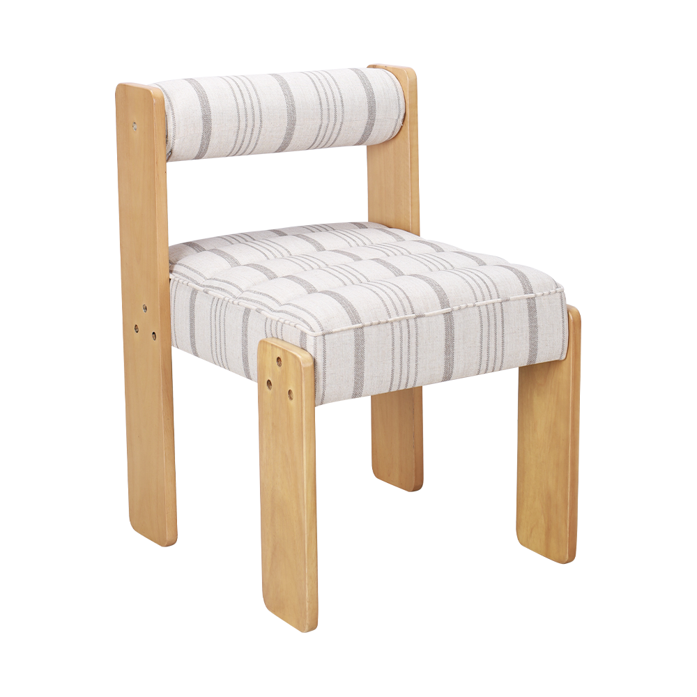 White fabric solid wood dining chair