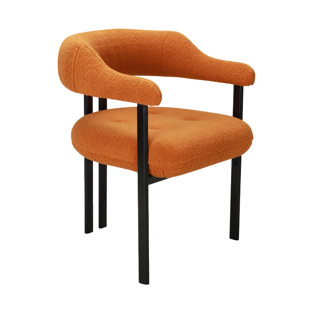 Metal dining chair with fabric cushion