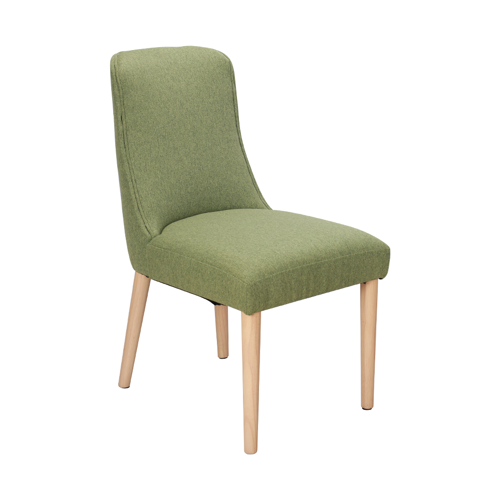Acid green fabric solid wood dining chair