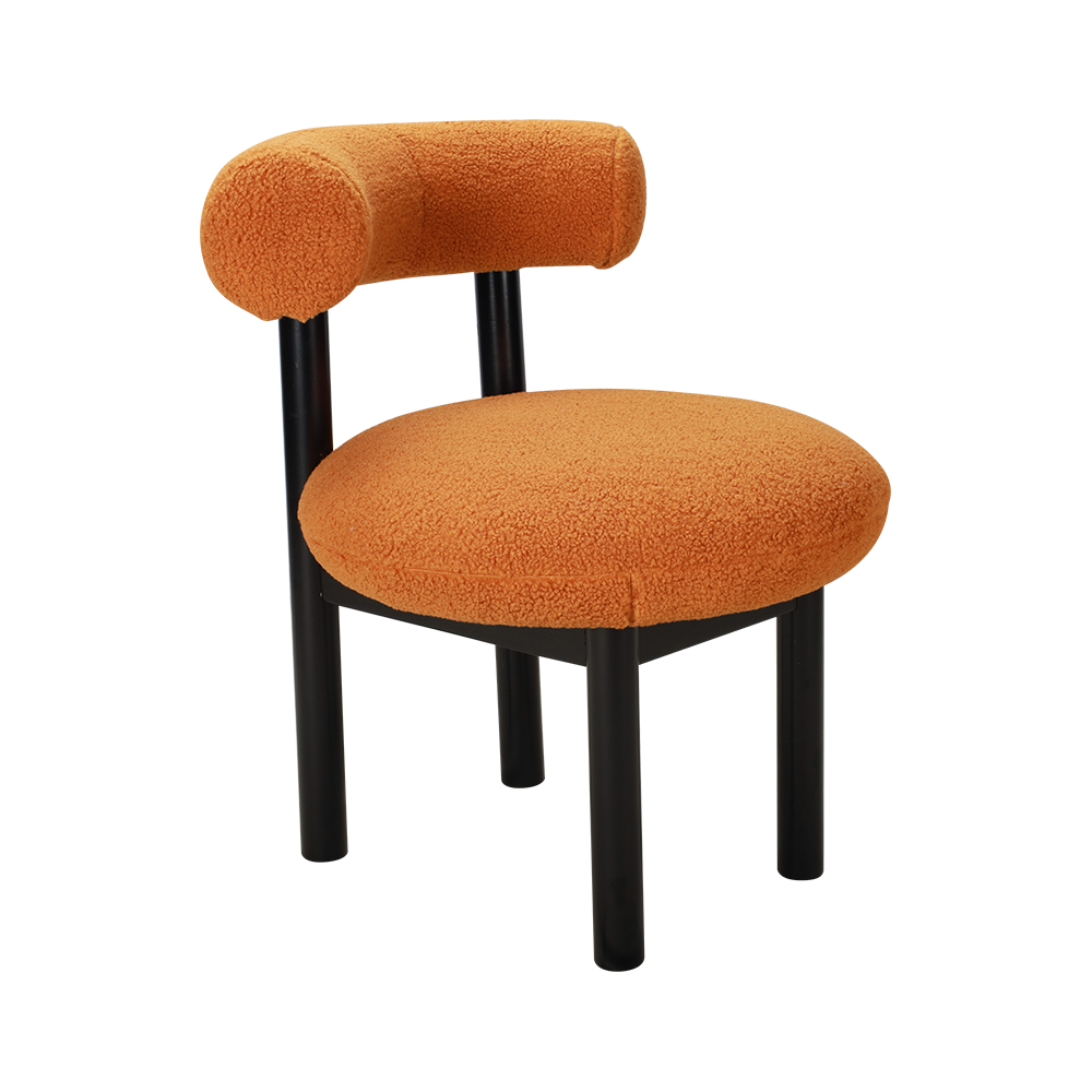 Round cushioned solid wood dining chair