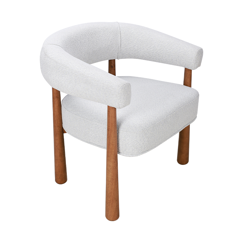 White fabric solid wood leg dining chair